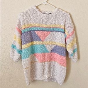 Vintage Pastel colorblock mom sweater